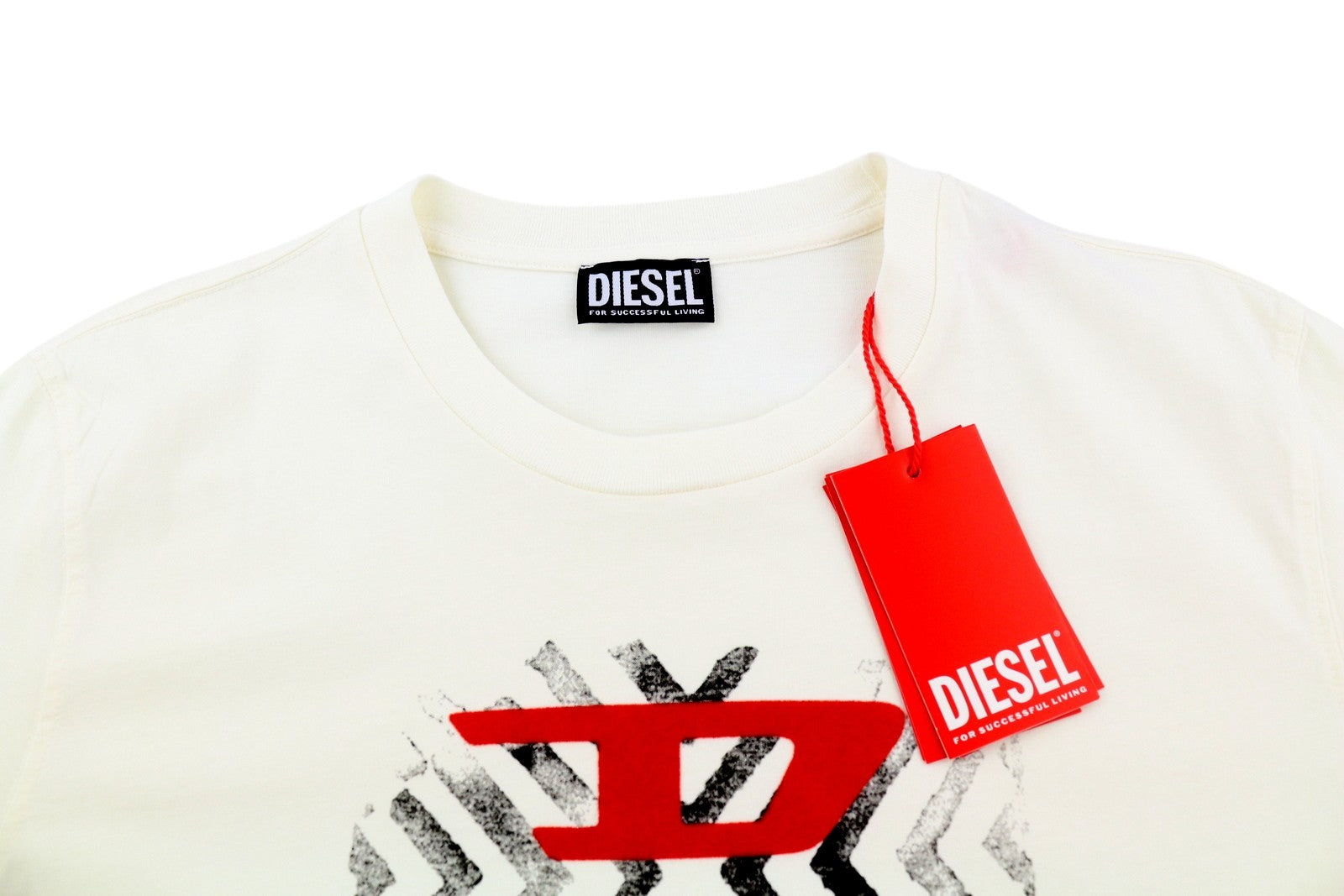 DIESEL T-Diegor-C16 Mens T-Shirt L Off White Short Sleeve Crew Collar  Tricot