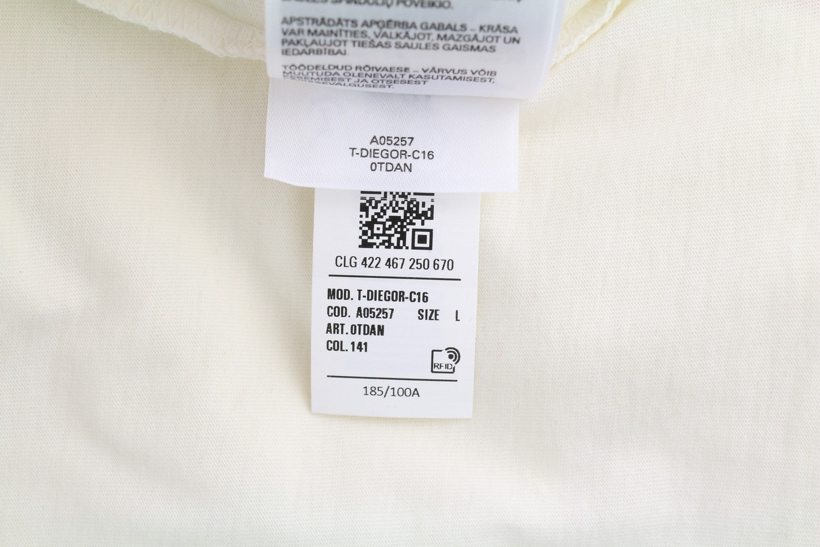 DIESEL T-Diegor-C16 Mens T-Shirt L Off White Short Sleeve Crew Collar  Tricot