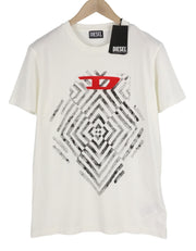 DIESEL T-Diegor-C16 Mens T-Shirt L Off White Short Sleeve Crew Neck  Tricot