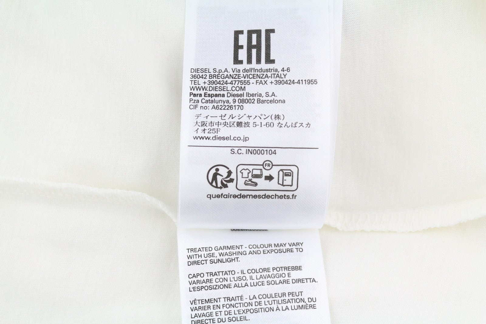 DIESEL T-Diegor-C16 Mens T-Shirt L Off White Short Sleeve Crew Neck  Tricot