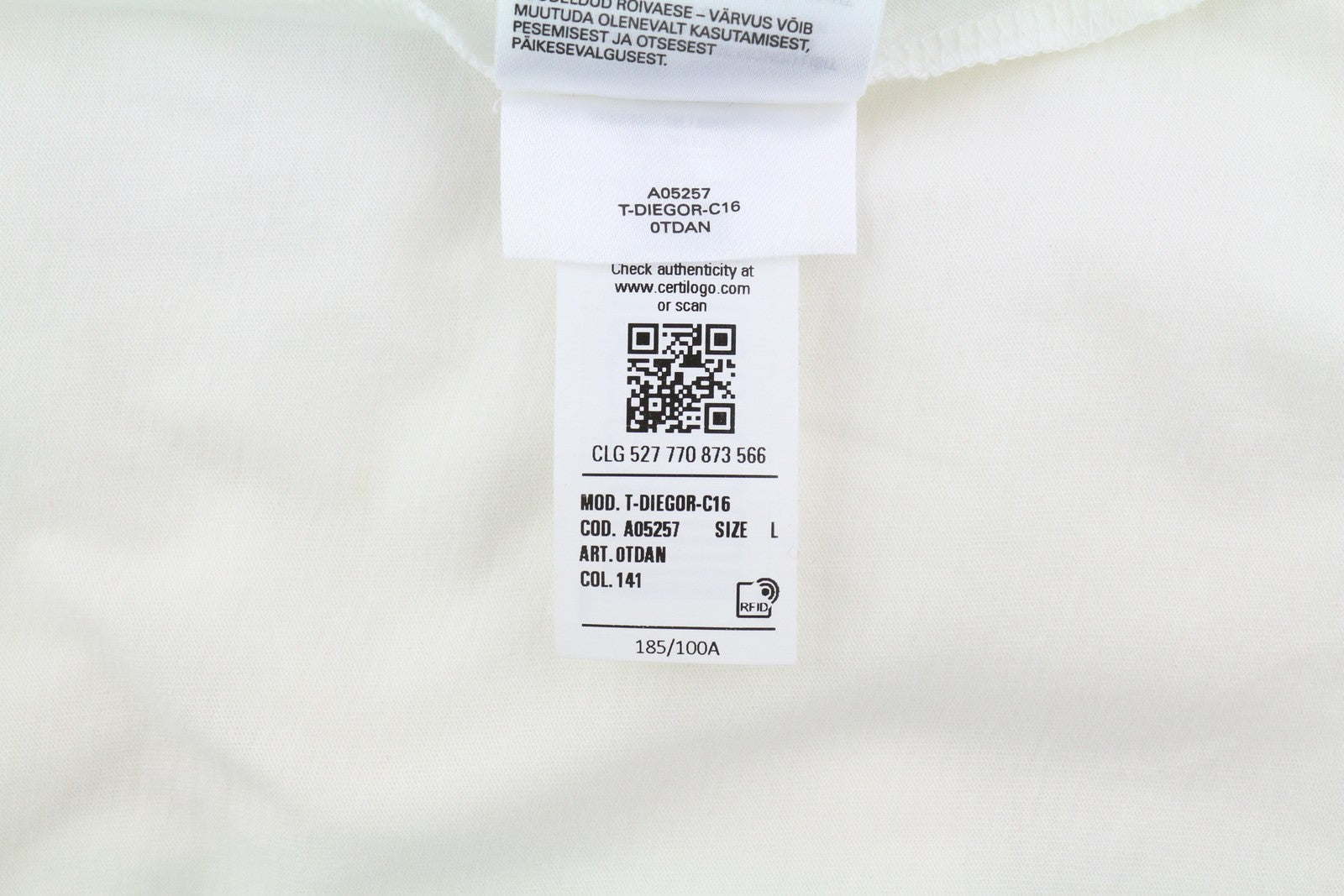 DIESEL T-Diegor-C16 Mens T-Shirt L Off White Short Sleeve Crew Neck  Tricot