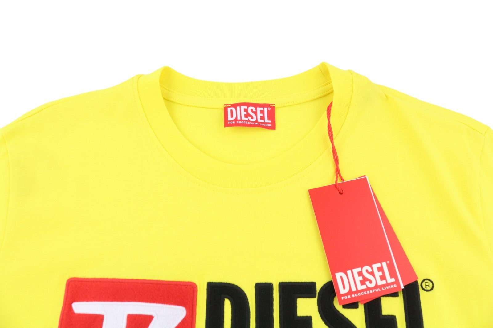 DIESEL T-Diegor-Div Mens T-Shirt M Yellow Short Sleeve Crew Collar  Tricot