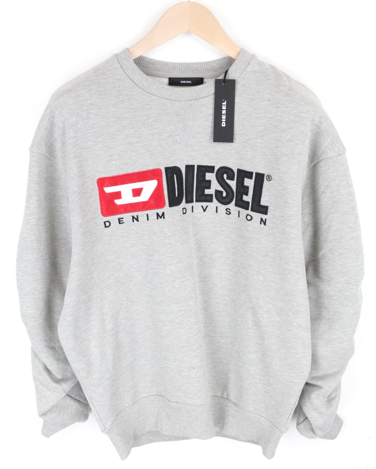 DIESEL F-ARAP FELPA Women's XS Light Grey Oversize Crew Sweatshirt Relaxed