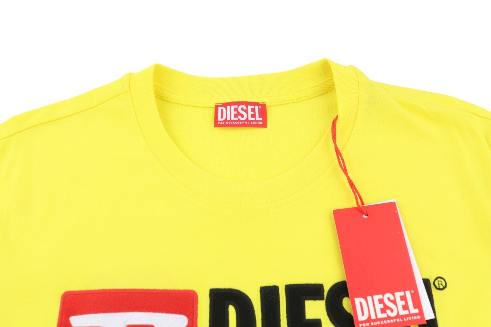 DIESEL T-Diegor-Div Mens T-Shirt M Yellow Short Sleeve Crew Collar  Tricot