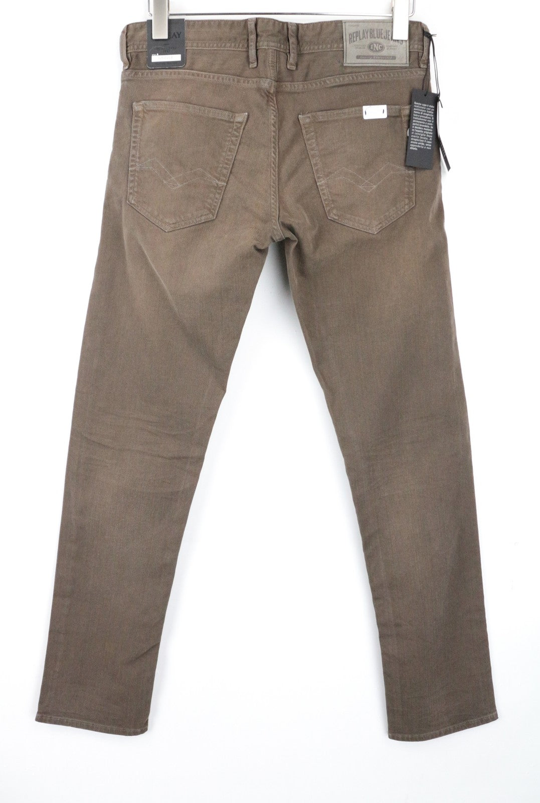 REPLAY Grover vyriški W30/L32 rudi džinsiniai tiesūs džinsai su sagomis 