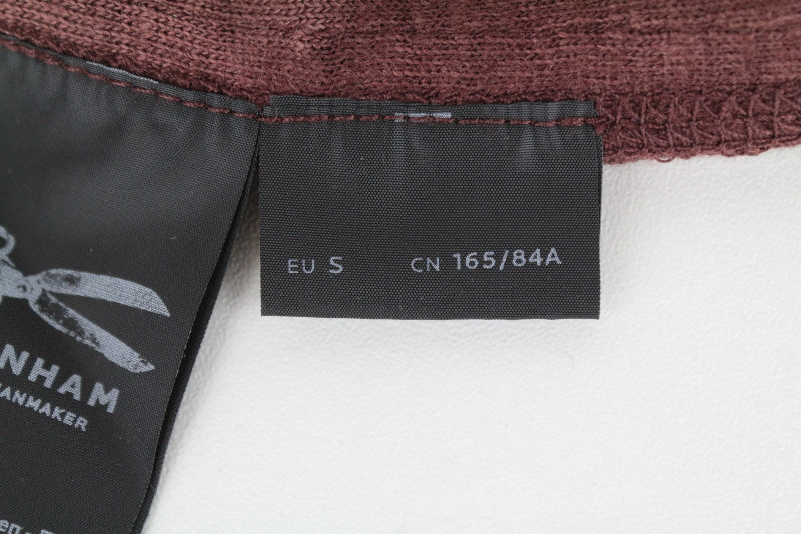 DENHAM Women's Top S Burgundy Linen Jersey Crew Neck Long Sleeve Melange