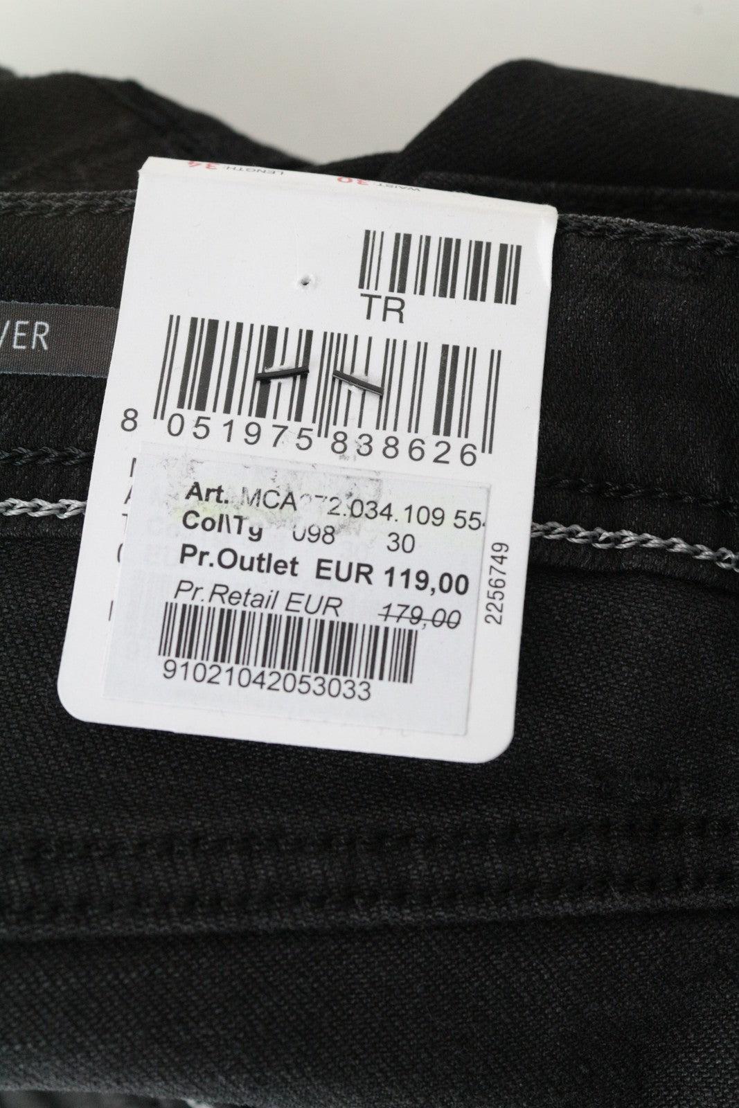 REPLAY Grover Men's W30/L34 Grey Selvedge Straight Jeans Stretch Button Fly