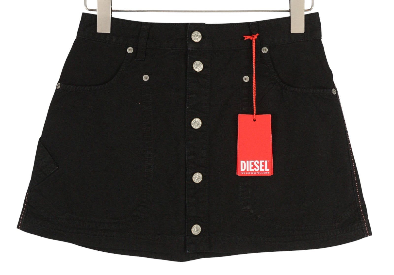 DIESEL O-Beige Women`s Skirt W29 Black Twill Buttoned Pockets  Mini RRP€150