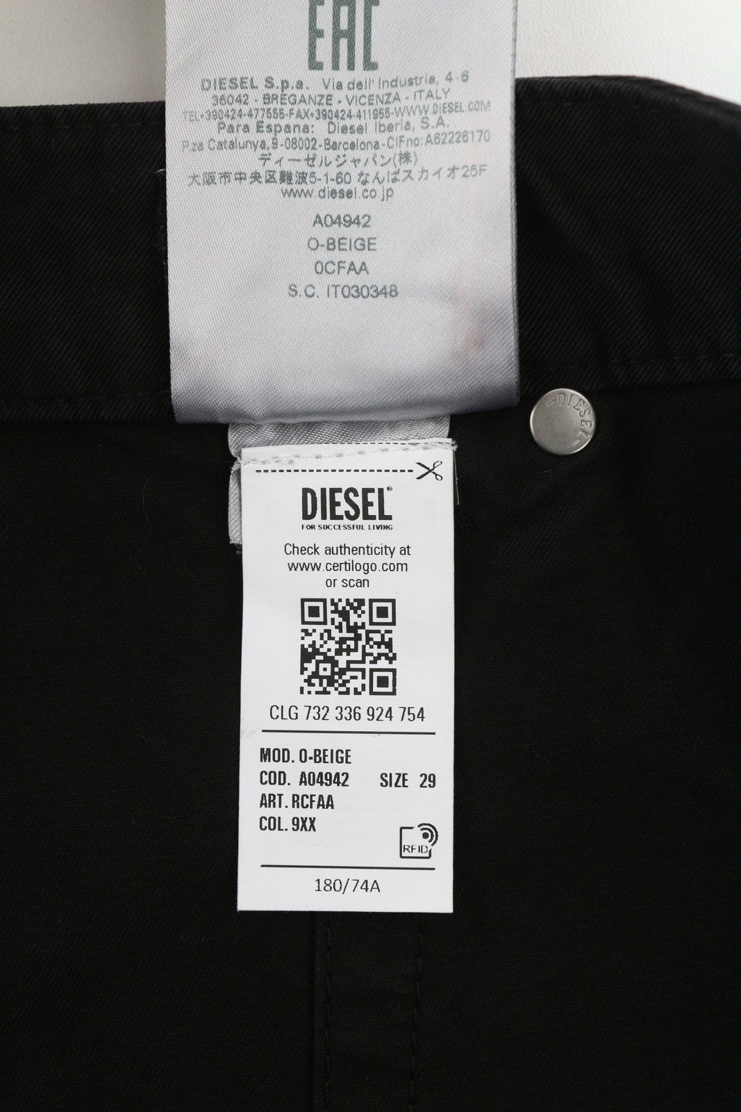 DIESEL O-Beige Women`s Skirt W29 Black Twill Buttoned Pockets  Mini RRP€150