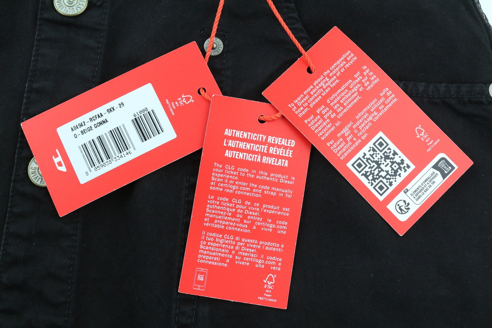 DIESEL O-Beige Women`s Skirt W29 Black Twill Buttoned Pockets  Mini RRP€150