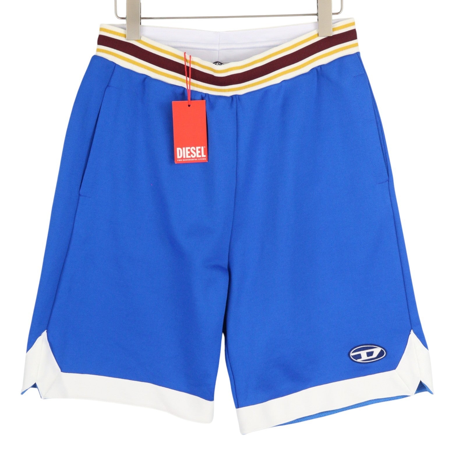 DIESEL P-Bowly Mens Shorts L Blue Elastic Waist Pockets Tricot Sweat RRP€125