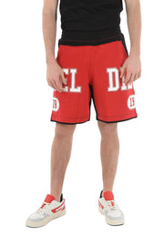 DIESEL P-Mustin Mens Shorts XL Red Printed Sweat Elastic Waist Pocket RRP€125