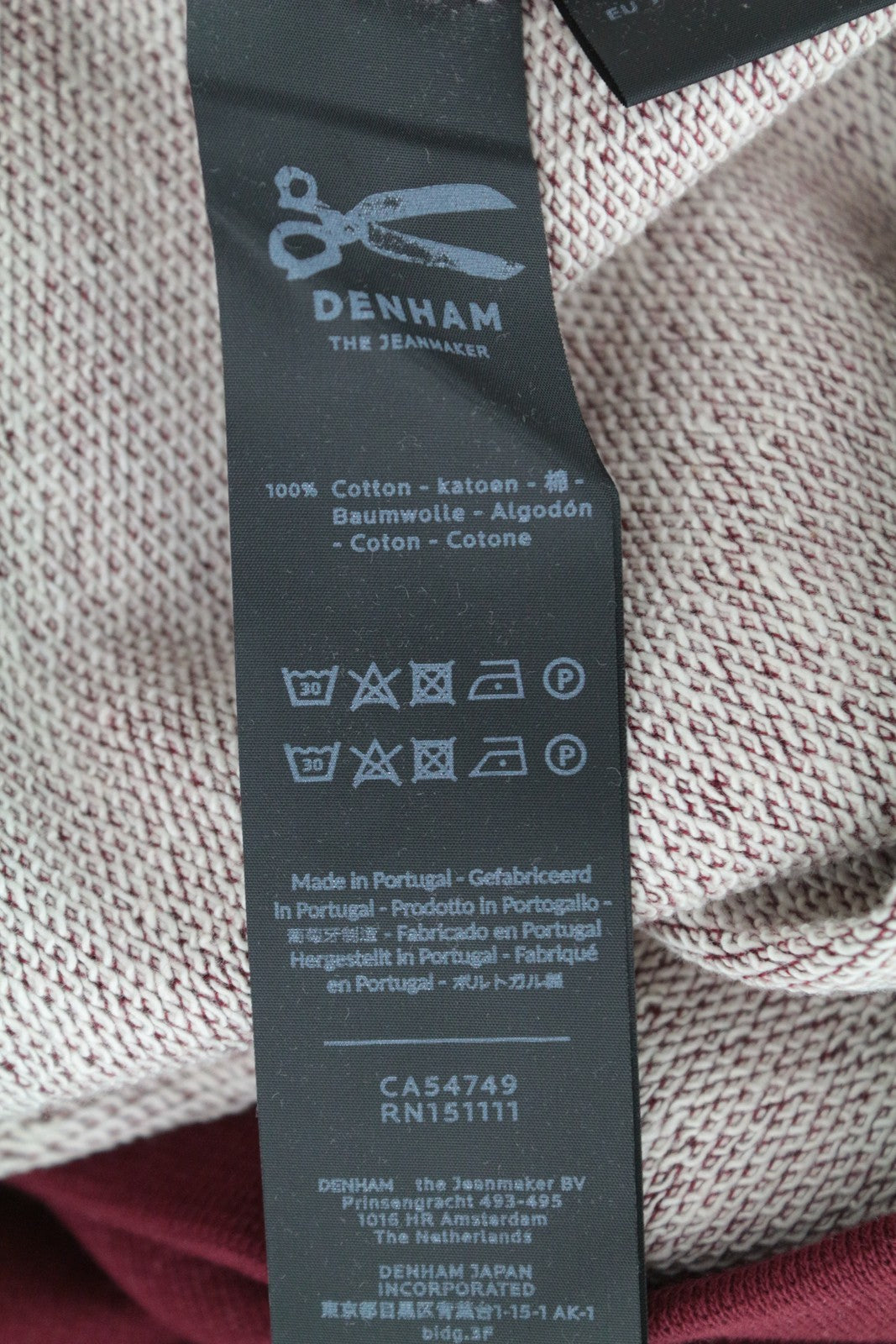 DENHAM Hummingbird Women's 2XS Burgundy Crew Sweatshirt Embroidered Sleeve