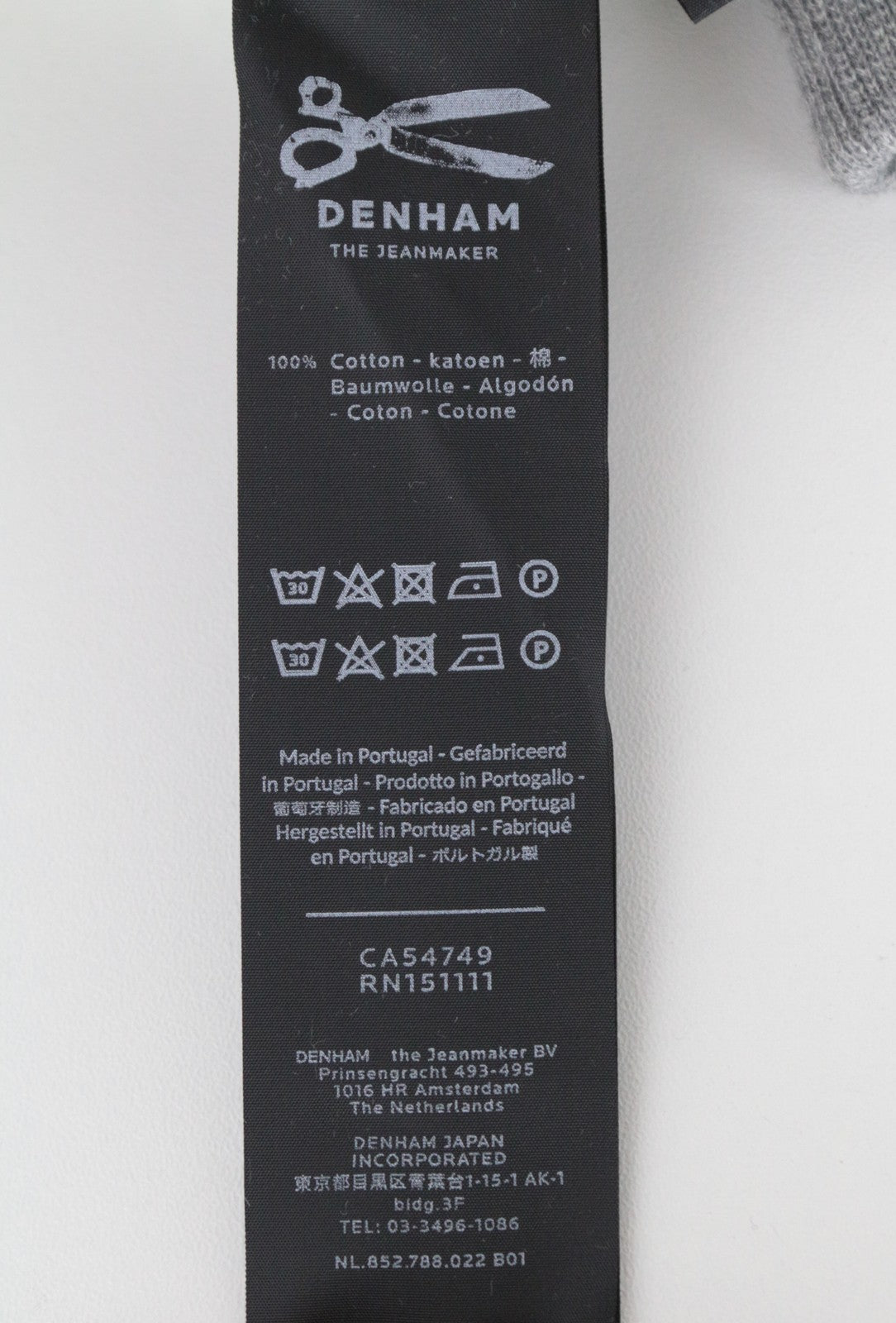 DENHAM Blue City Women's XS Grey Melange Logo Crew Sweatshirt Long Sleeve