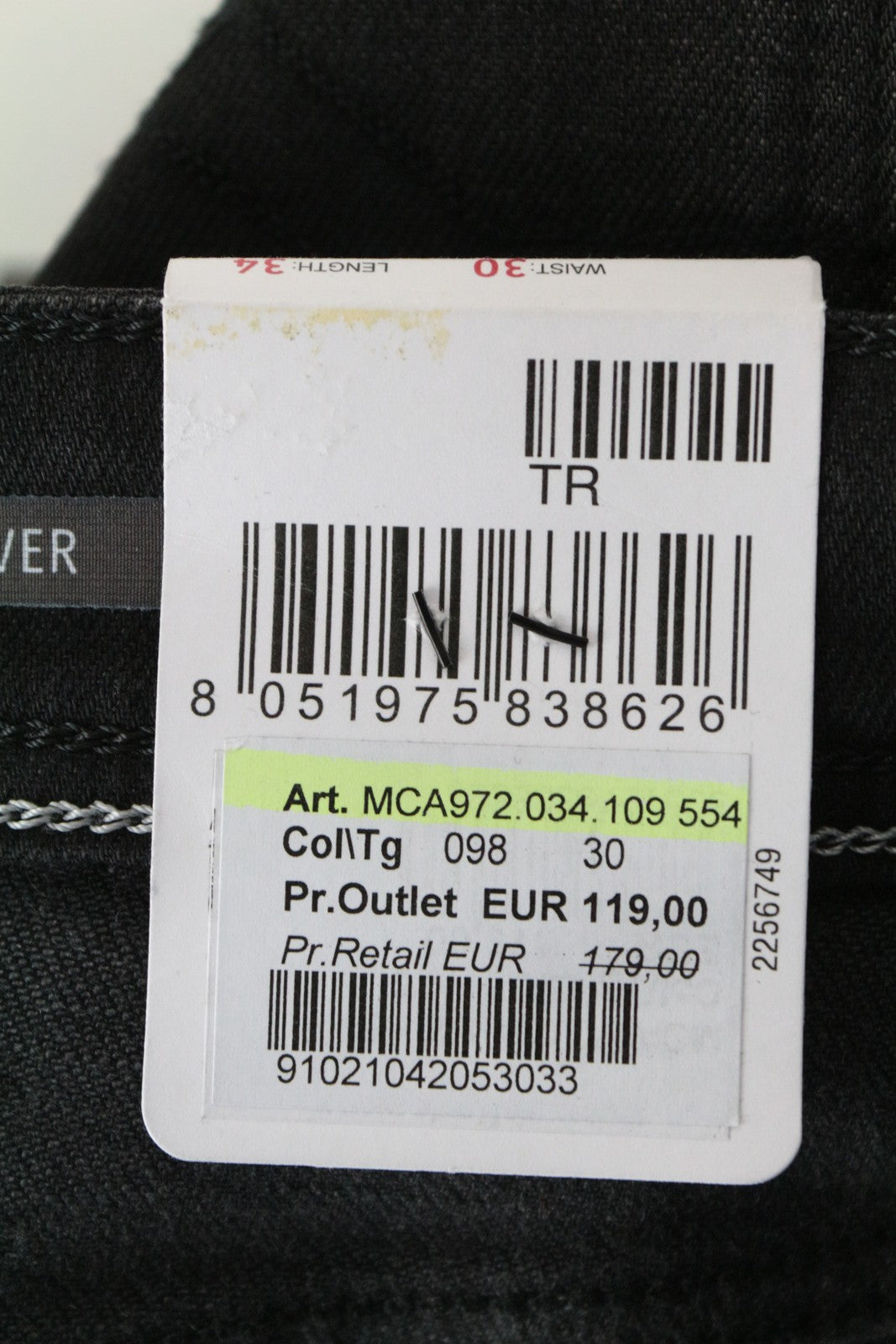 REPLAY Grover Men's W30/L34 Dark Grey Selvedge Jeans Button Fly Straight Fit