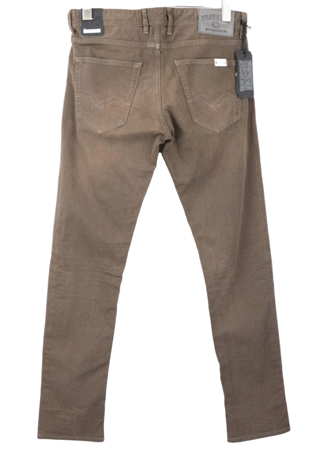 REPLAY Grover Men's W30/L34 Brown Button Fly Straight Jeans Stretch Classic