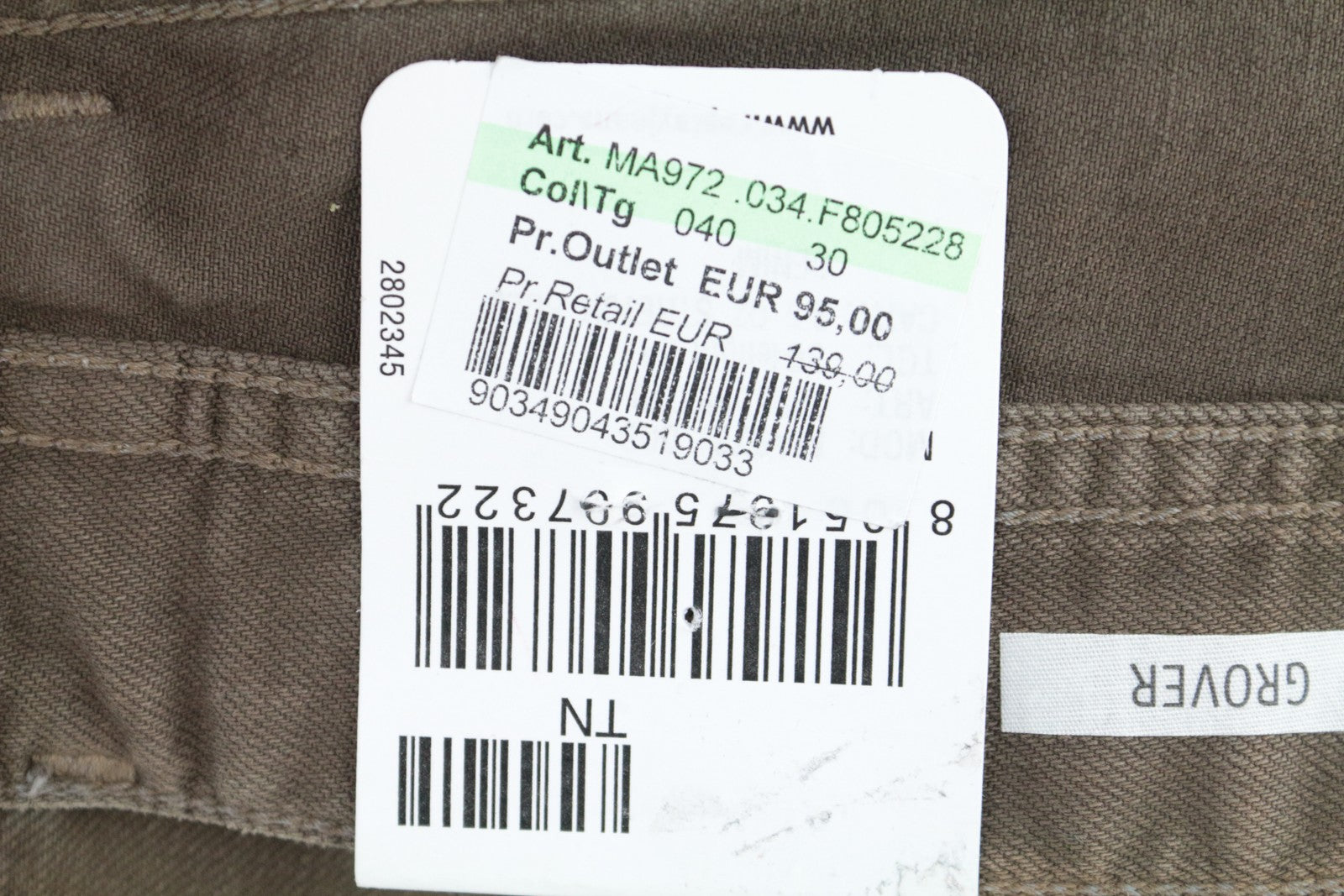 REPLAY Grover Men's W30/L34 Brown Button Fly Straight Jeans Stretch Classic