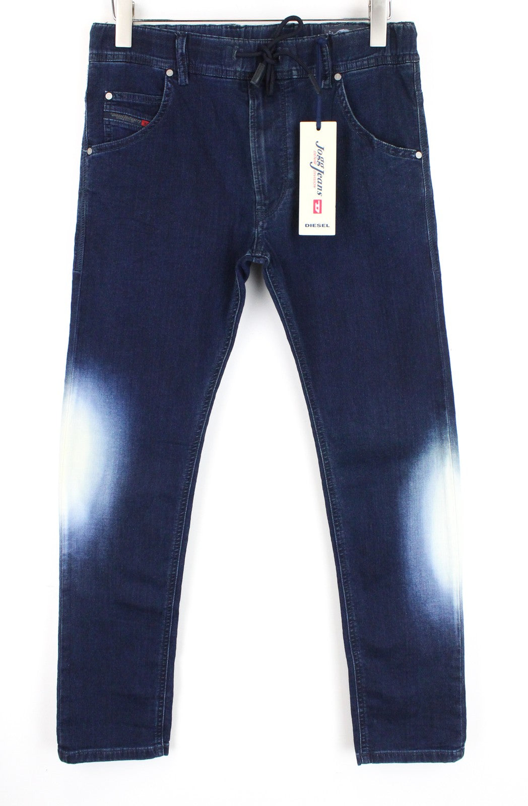 DIESEL Krooley-NE 0687D vyriški W28 siaurėjantys jogginiai sportiniai džinsai mėlyni, kontrastingi 