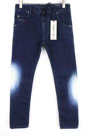 DIESEL Krooley-NE 0687D vyriški W28 siaurėjantys jogginiai sportiniai džinsai mėlyni, kontrastingi 