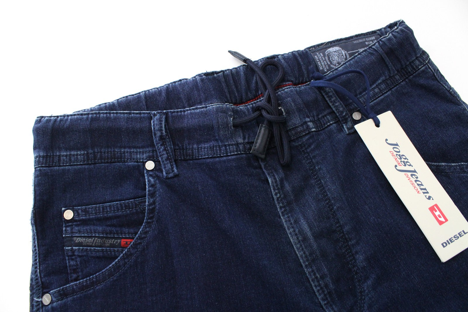 DIESEL Krooley-NE 0687D vyriški W28 siaurėjantys jogginiai sportiniai džinsai mėlyni, kontrastingi 