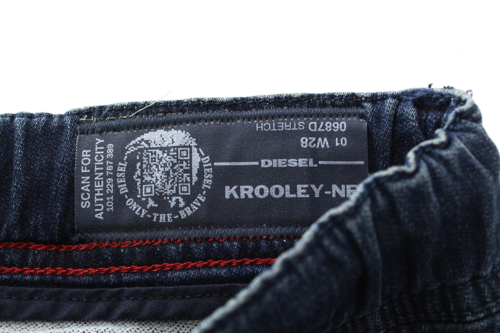 DIESEL Krooley-NE 0687D vyriški W28 siaurėjantys jogginiai sportiniai džinsai mėlyni, kontrastingi 