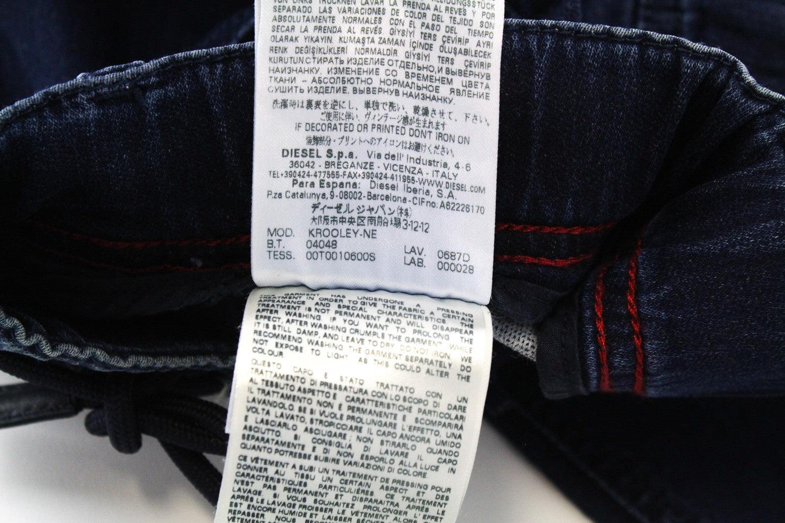 DIESEL Krooley-NE 0687D vyriški W28 siaurėjantys jogginiai sportiniai džinsai mėlyni, kontrastingi 