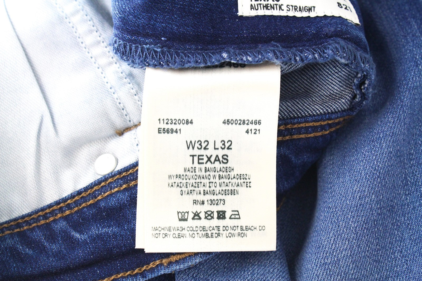 WRANGLER Indigood Texas 821 Men's W32/L32 Straight Jeans Light Blue Denim