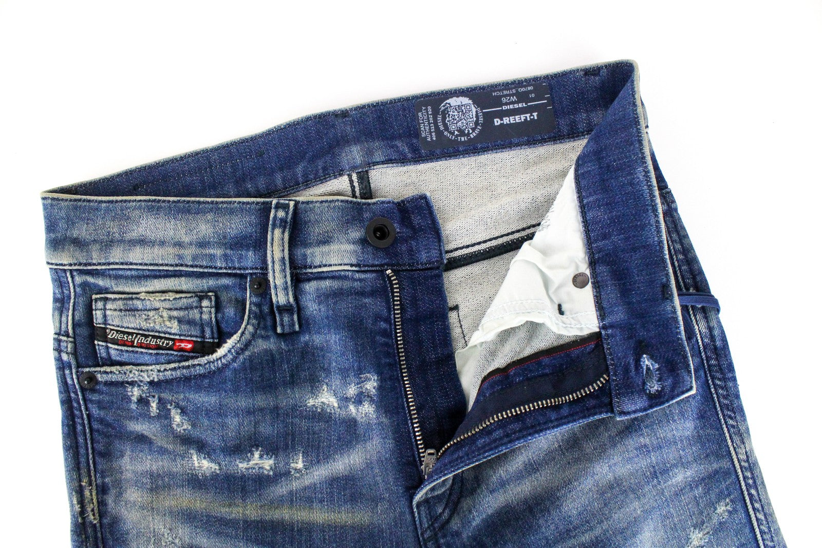 DIESEL D-Reeft-T 0870O Men's W26 Skinny Sweat Jogg Jeans Vintage Distressed