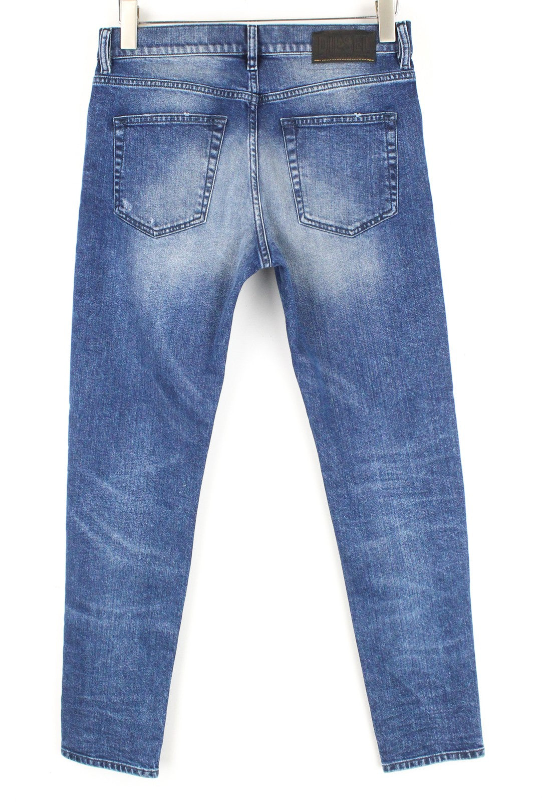 DIESEL D-Strukt 081AQ vyriški W29/L30 siaurėjantys plėšyti džinsai su akmens spalvos užtrauktuku 