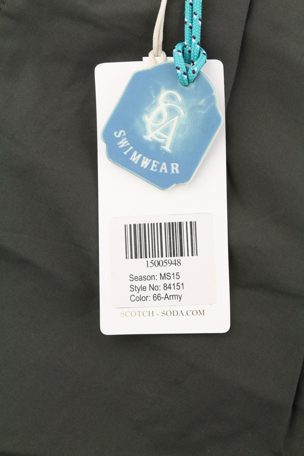 SCOTCH & SODA Men Swimwear ~W30 Dark Khaki Elastic Waist Mesh Lined Beach Bottom