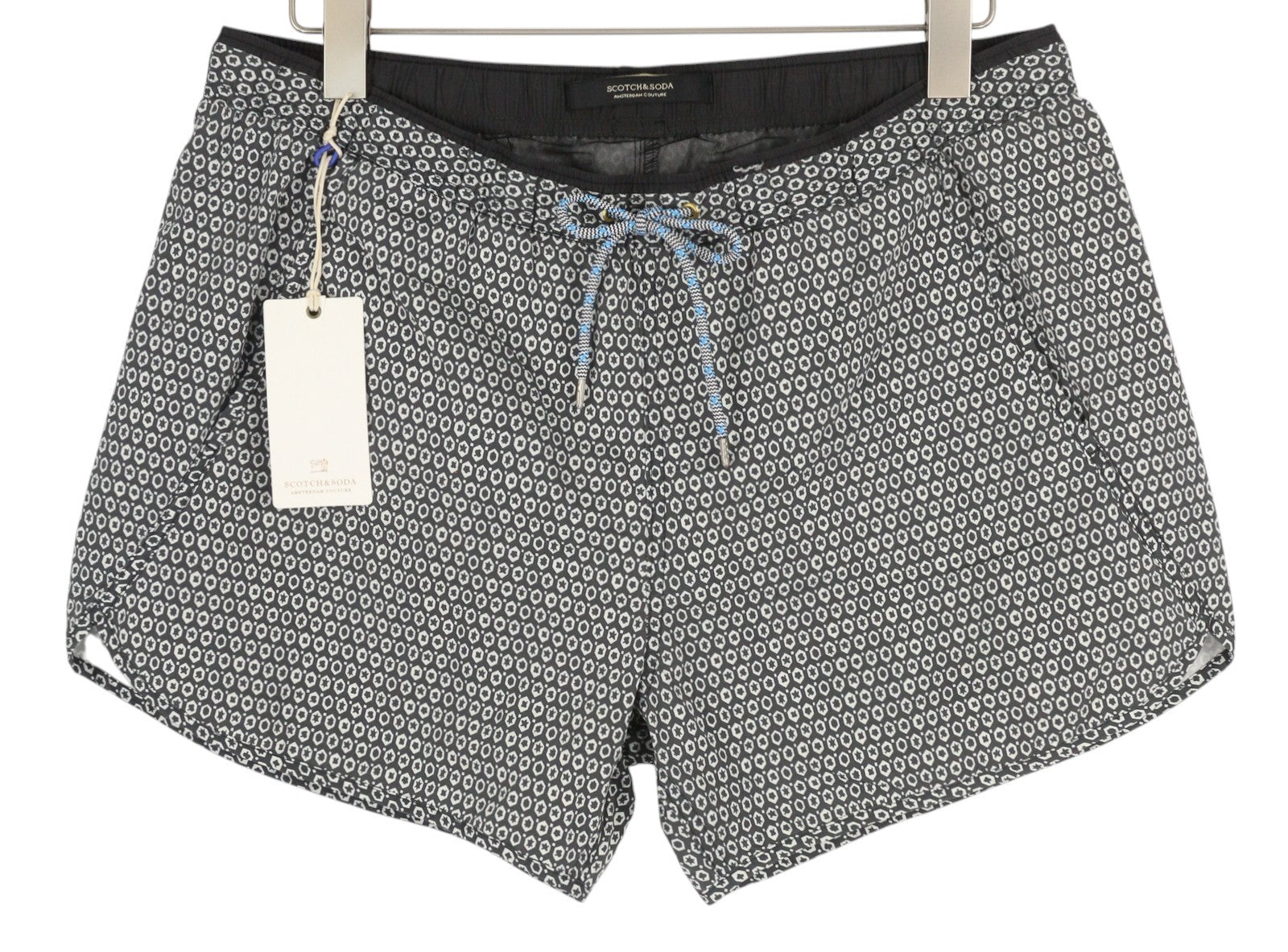 SCOTCH & SODA Men Swimwear XL Grey Patterned Mesh Elastic Waist Beach Bottom