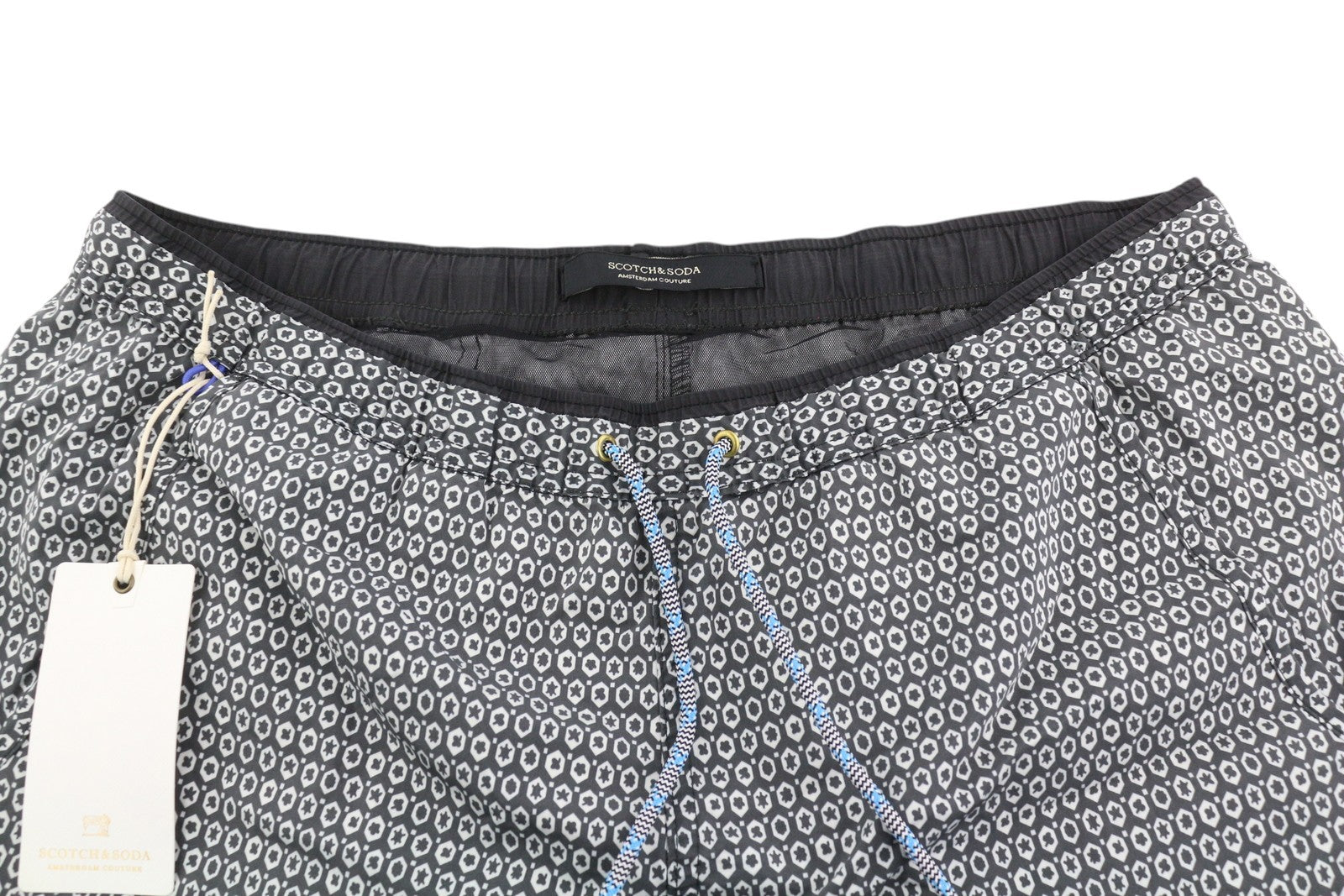 SCOTCH & SODA Men Swimwear XL Grey Patterned Mesh Elastic Waist Beach Bottom