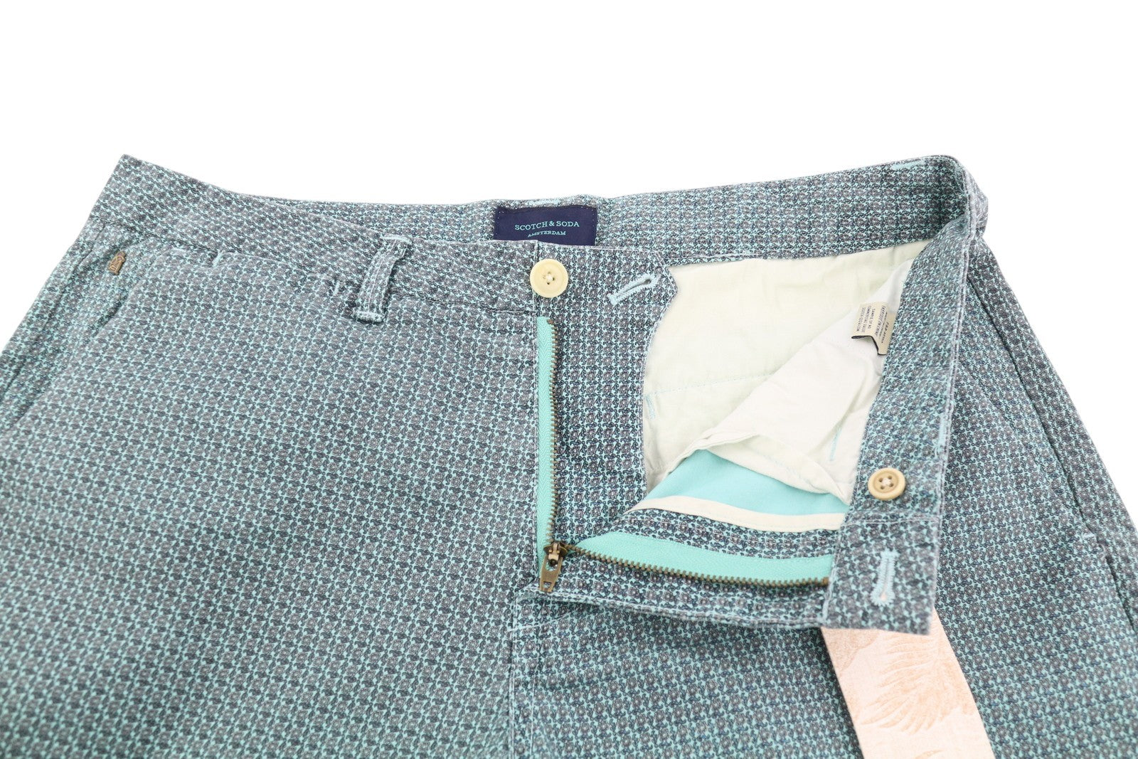 SCOTCH & SODA Men Shorts ~W32 Chino Patterned Turn-Up 5-Design Pockets Casual