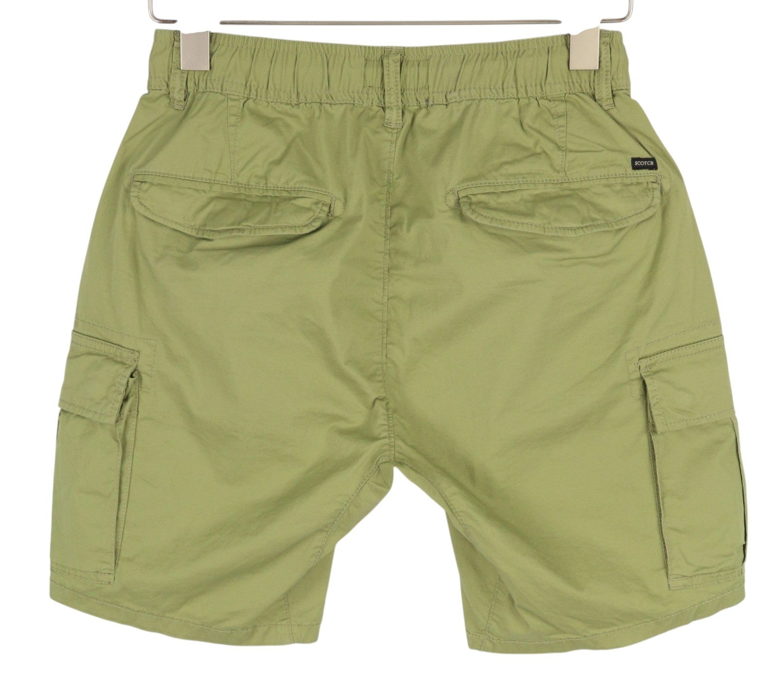 SCOTCH & SODA Men Shorts W30 Green Cargo Elastic Waist Patch Pockets Casual