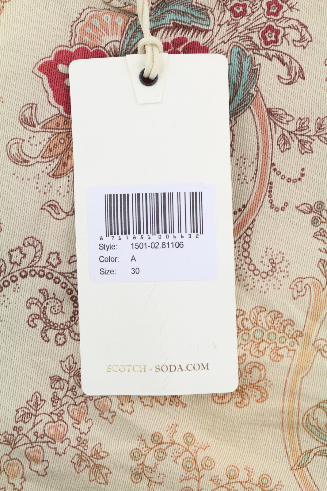 SCOTCH & SODA Men Shorts W30 Chino Colourful Paisley Print 5-Design Pockets