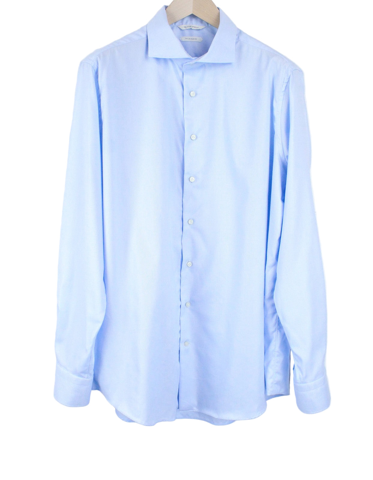 SUITSUPPLY Try On Men's Shirt 45/17.75 Blue Classic Button-Up Slim Fit Formal
