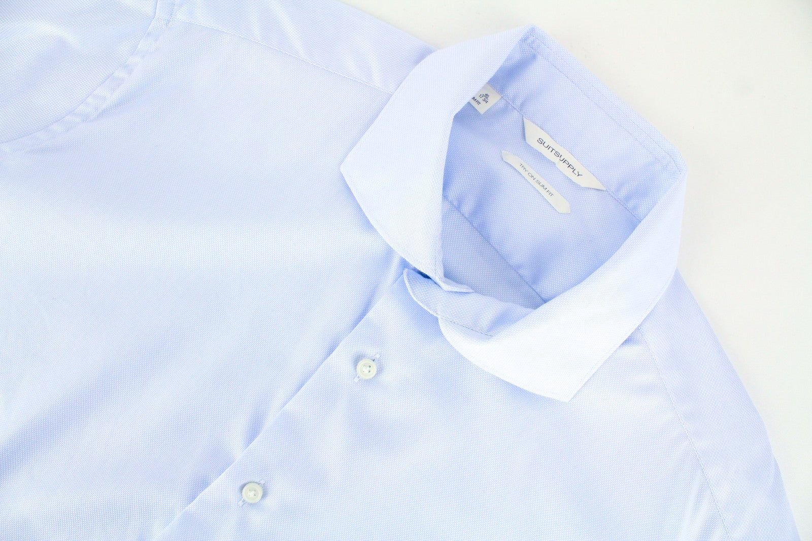 SUITSUPPLY Try On Men's Shirt 45/17.75 Blue Classic Button-Up Slim Fit Formal