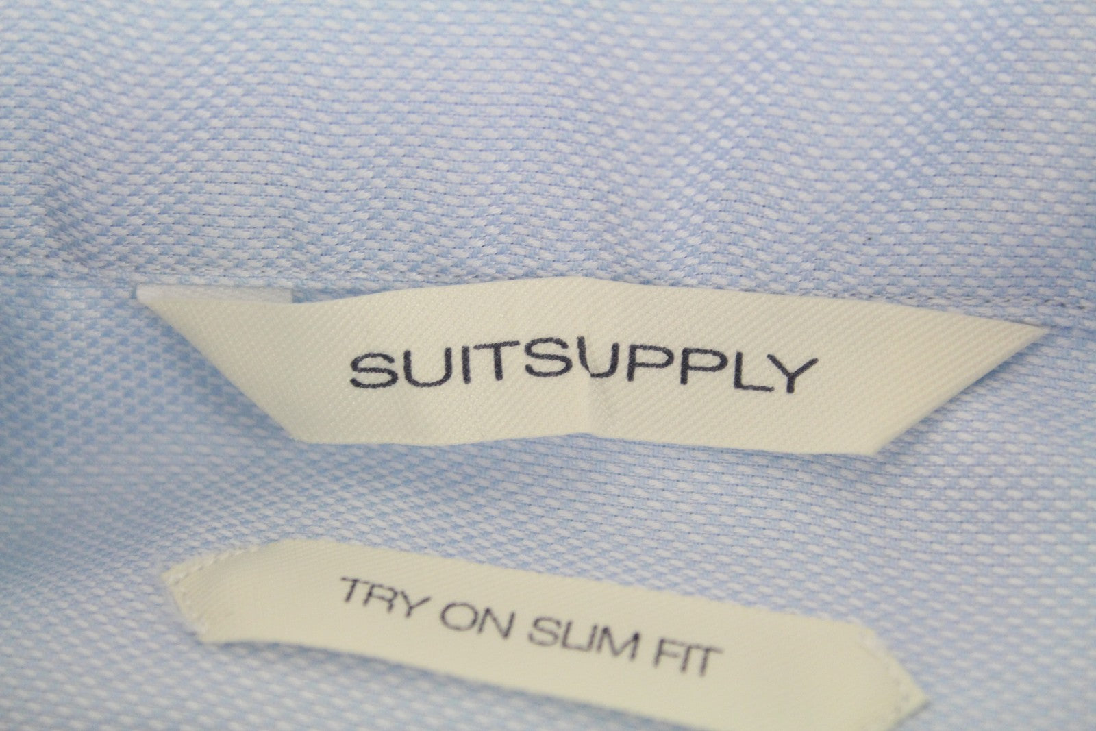SUITSUPPLY Try On Men's Shirt 45/17.75 Blue Classic Button-Up Slim Fit Formal