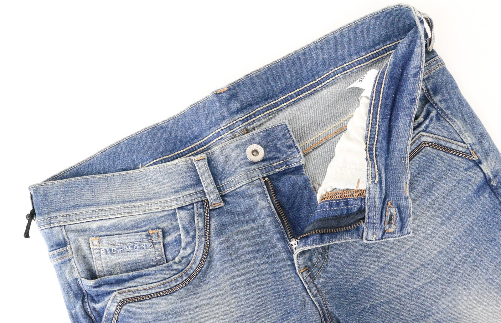 RICHMOND Men's Shorts IT28 Blue Low-Rise Designer Denim Stretch Distressed