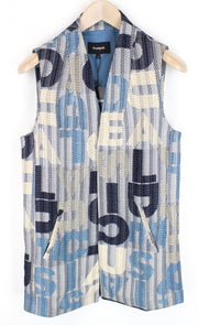 DESIGUAL Chaq Letters Women's Waistcoat S Pocketed Pullover Abstract Print