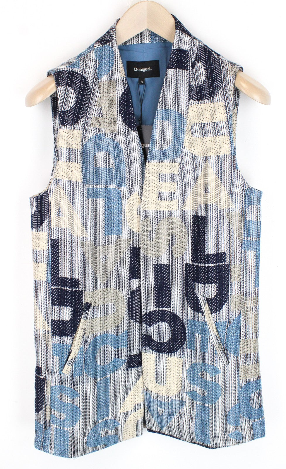 DESIGUAL Chaq Letters Women's Waistcoat S Pocketed Pullover Abstract Print