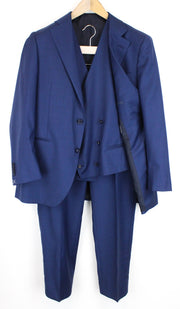 SUITSUPPLY La Spalla Men's Suit UK44S 3 Piece Mid-Blue Wool Twill Classic Fit