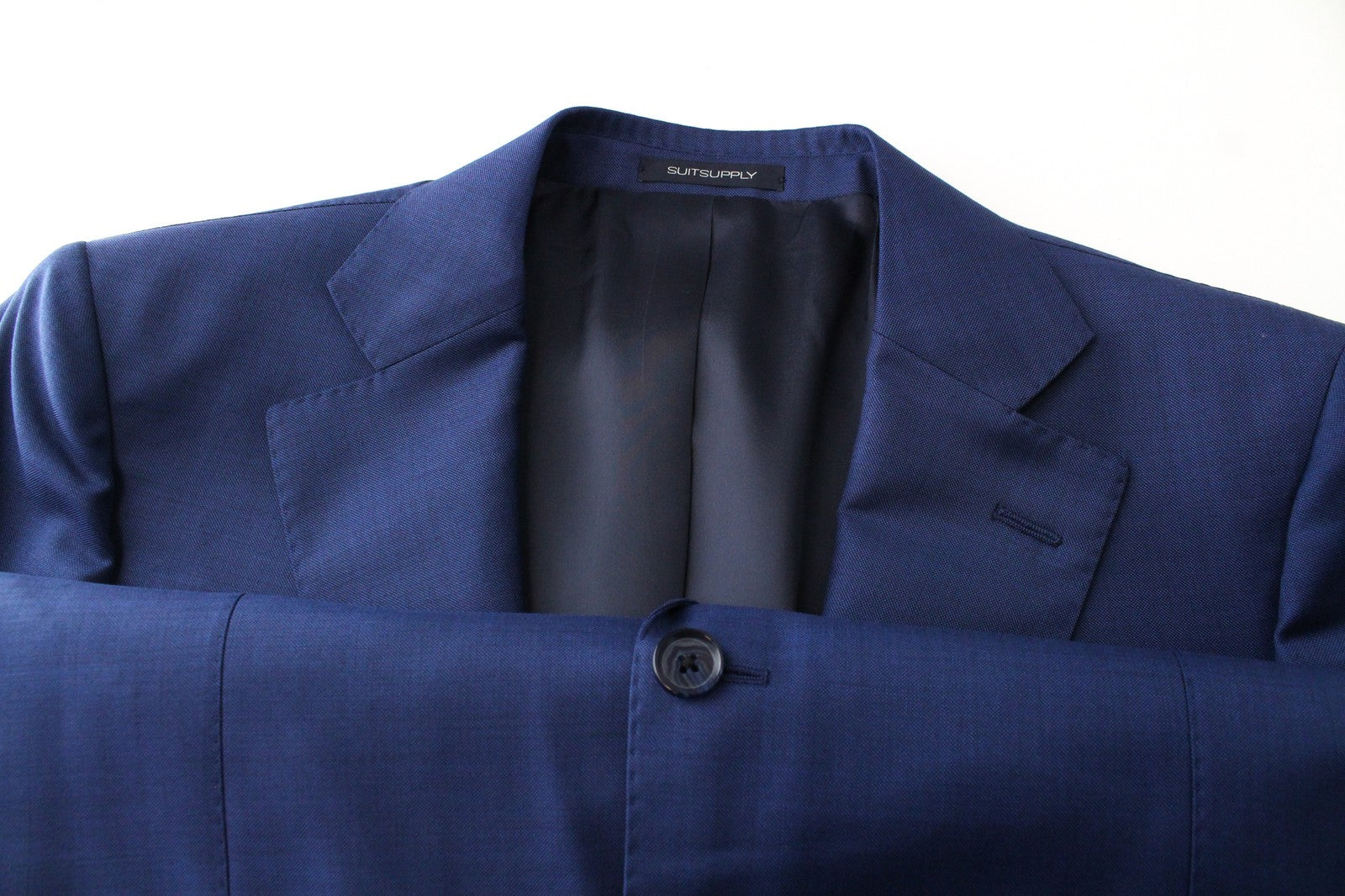 SUITSUPPLY La Spalla Men's Suit UK44S 3 Piece Mid-Blue Wool Twill Classic Fit