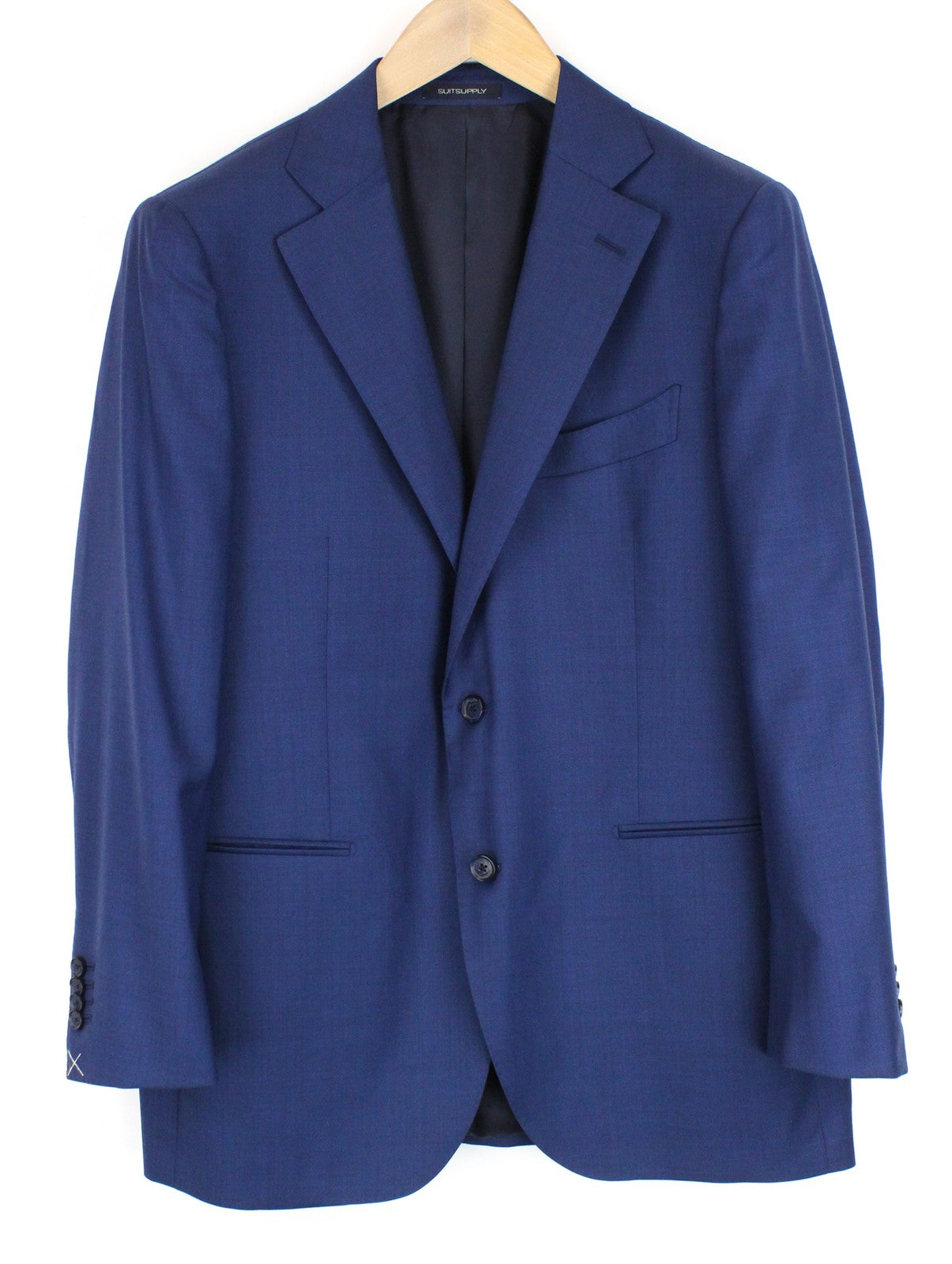 SUITSUPPLY La Spalla Men's Suit UK44S 3 Piece Mid-Blue Wool Twill Classic Fit