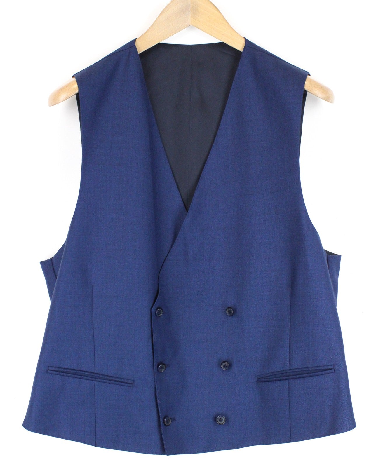 SUITSUPPLY La Spalla Men's Suit UK44S 3 Piece Mid-Blue Wool Twill Classic Fit