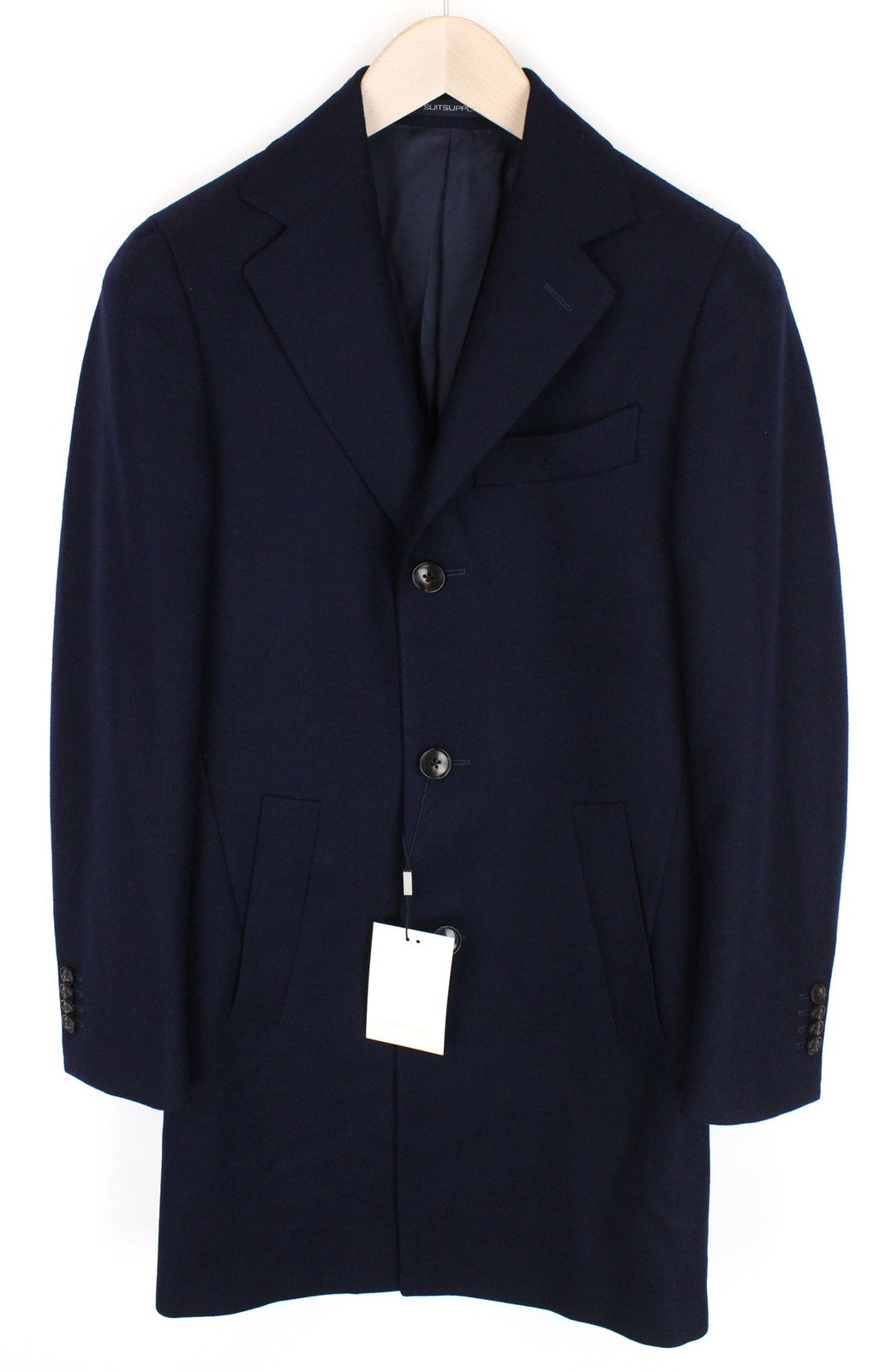 SUITSUPPLY Vicenza Men's Boys Coat UK30R Navy Flannel Wool Single Breasted