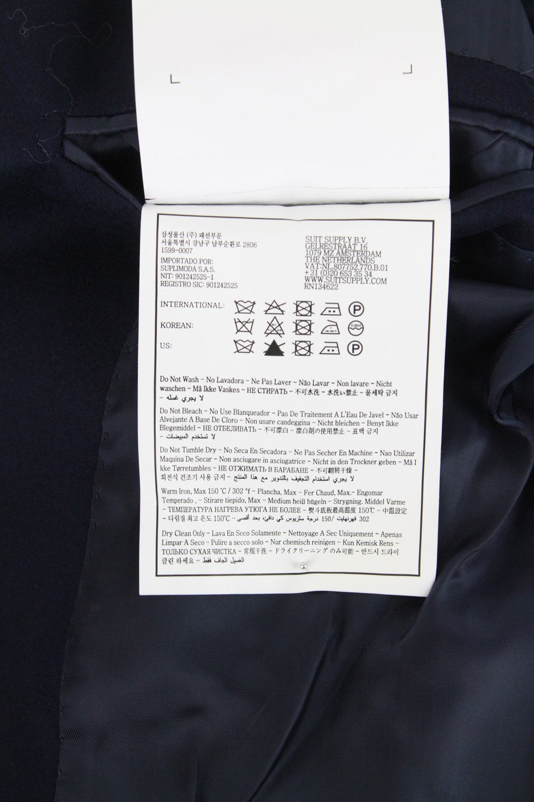 SUITSUPPLY Vicenza Men's Boys Coat UK30R Navy Flannel Wool Single Breasted