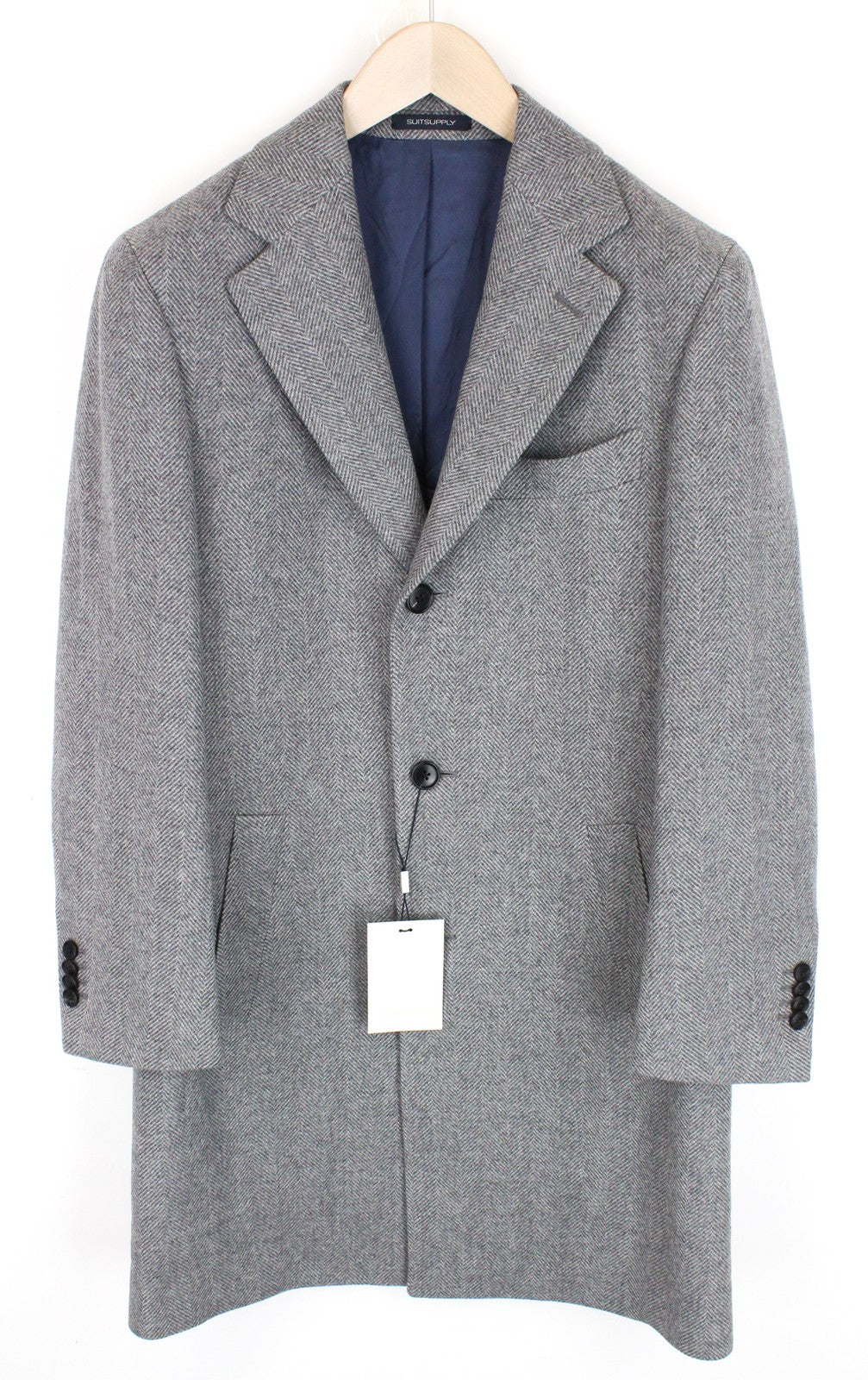 SUITSUPPLY Vicenza Men's Coat UK36R Flannel Wool Cashmere Grey Mid-Length