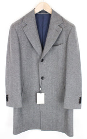 SUITSUPPLY Vicenza Men's Coat UK36R Flannel Wool Cashmere Grey Mid-Length