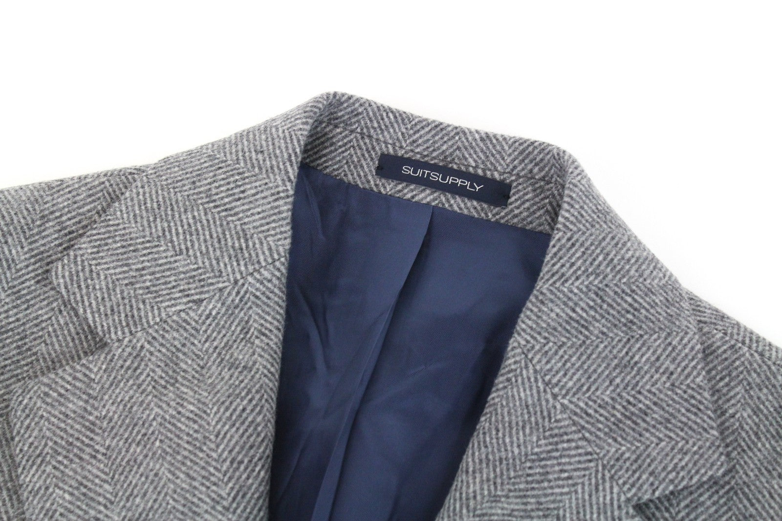 SUITSUPPLY Vicenza Men's Coat UK36R Flannel Wool Cashmere Grey Mid-Length